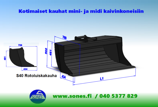 minikauha, minikauhat, kuokkakauha s40, luiskakauha s40, tasauskauha s40, luiskakauha s40, kaapelikauha s40, kaapelikauha